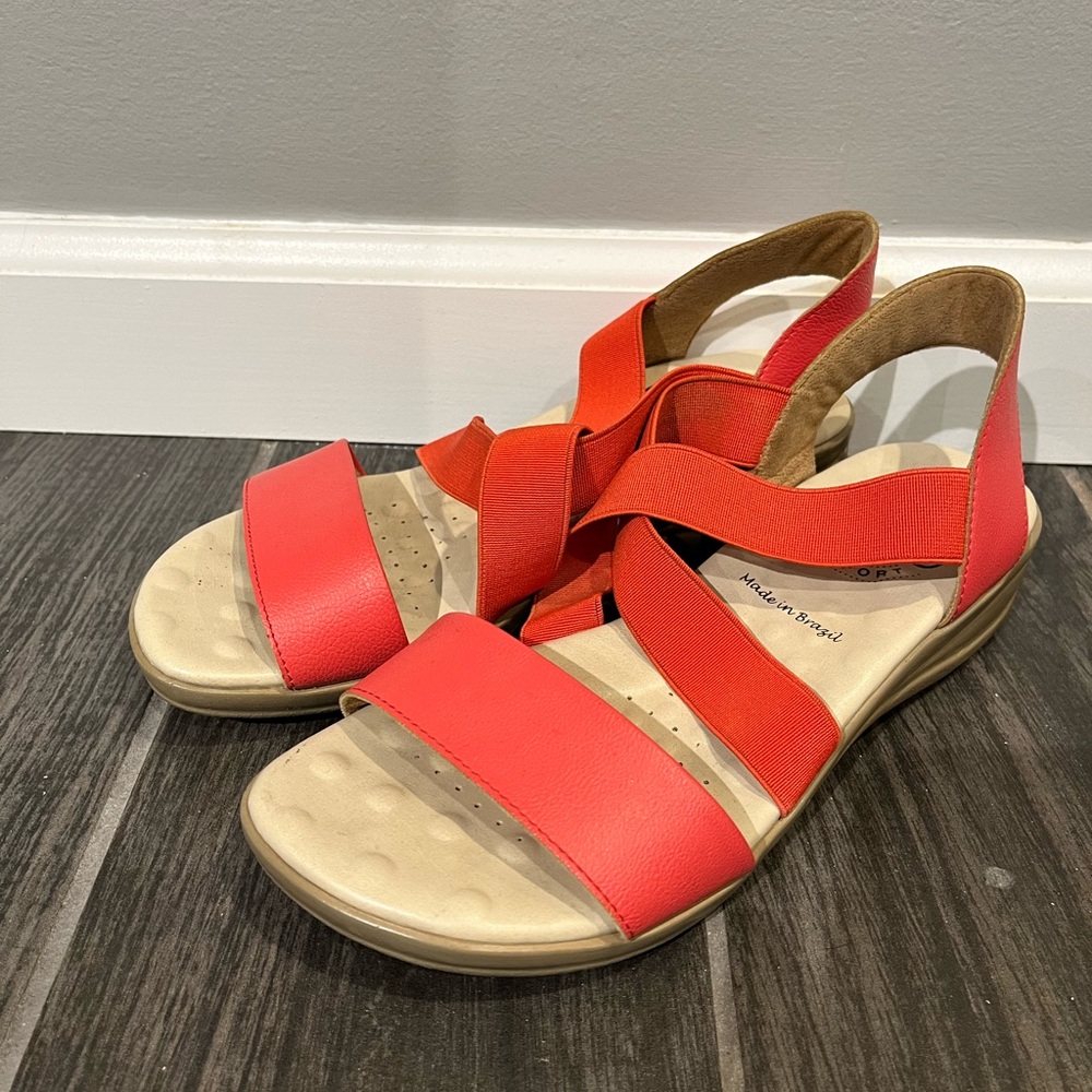 Malu Brazil Super Comfort Women’s Sandals Strappy Slides in Coral - Picture 2 of 5